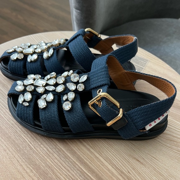 Marni Fussbett Crystal Embellished Fisherman Sandal (6US/36EU) - NEW - Picture 3 of 4
